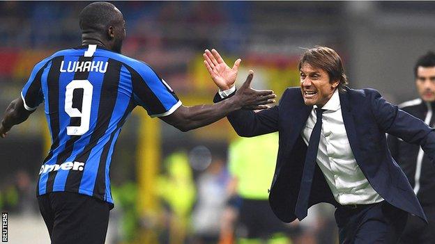 Romelu Lukaku and Antonio Conte