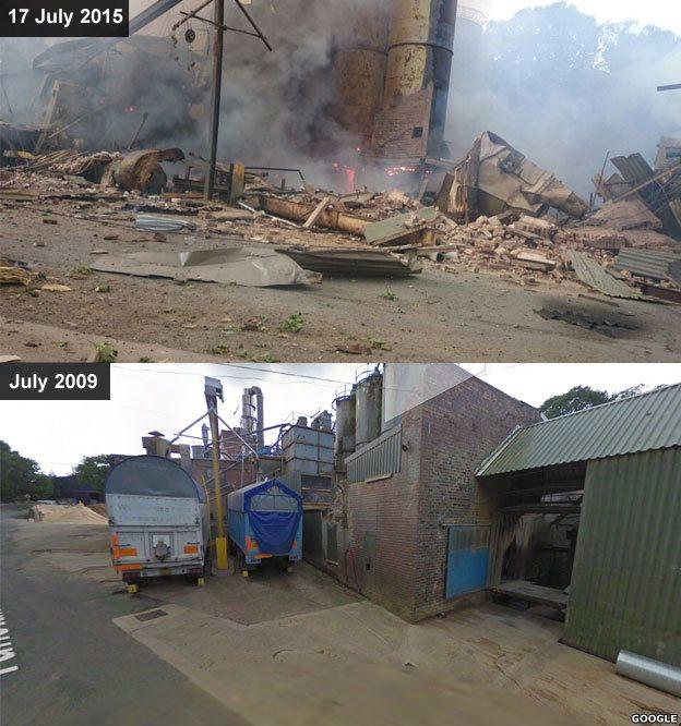 before and after shots of the site at Wood Flour Mills