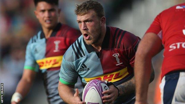 Max Crumpton in action for Harlequins