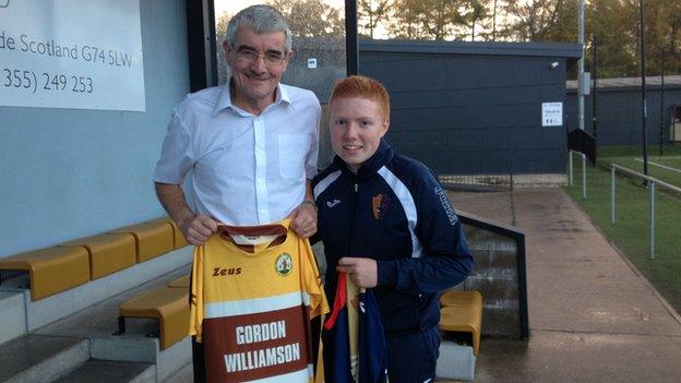 Forres Mechanics kit-man Willy McLean and East Kilbride counterpart Martin Fellowes