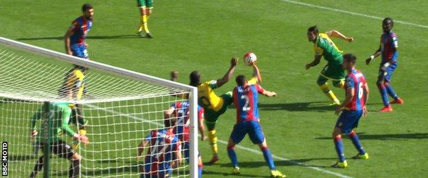 Cameron Jerome's goal for Norwich against Crystal Palace was disallowed for dangerous play