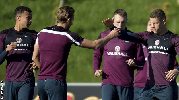 Dele Alli (left), Harry Kane (centre) and Ross Barkley (right)