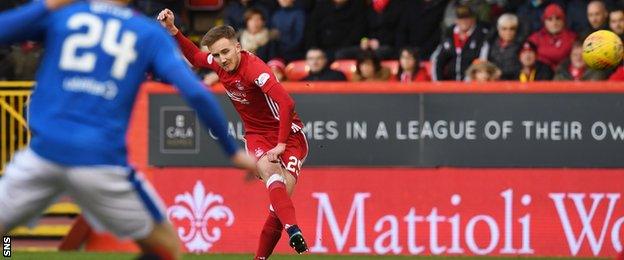 Aberdeen's Frank Ross scores from a free-kick