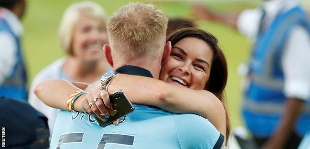 Ben Stokes hugs his wife Clare after the World Cup final