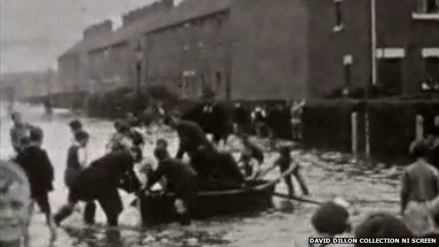 Flooding in the village area of Belfast in 1952