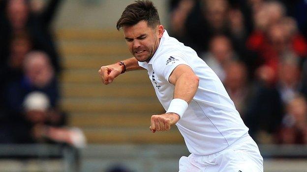 James Anderson celebrates a wicket