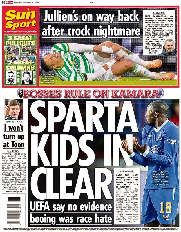 The back page of the Scottish Sun 161021