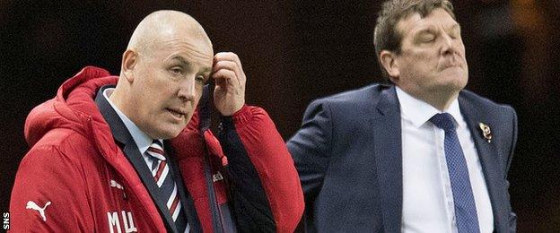 There was frustration at Ibrox for Rangers boss Mark Warburton and St Johnstone counterpart Tommy Wright