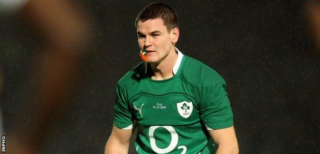 Johnny Sexton during his Ireland debut in 2009