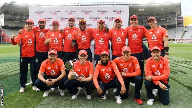 England celebrate a 3-2 series win