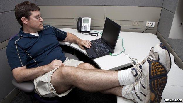 Office worker in shorts