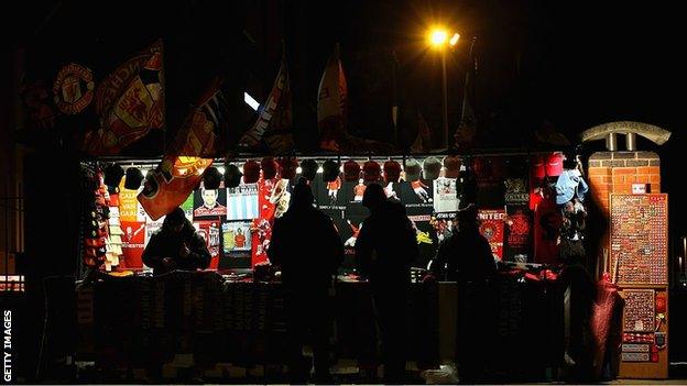 A memorabilia stand at Manchester United