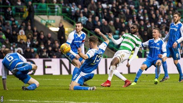 Celtic's Odsonne Edouard has a shot on goal