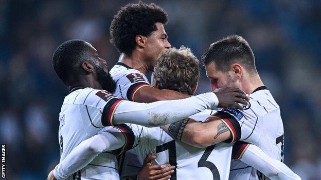 Germany celebrate Thomas Muller's winner