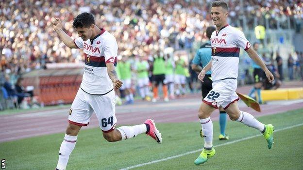 Pietro Pellegri scores against Roma