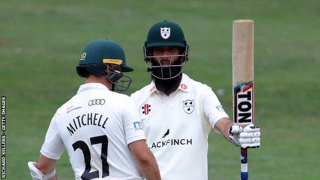 Moeen Ali moved on from his 294-run stand with Daryl Mitchell to post only his second double century