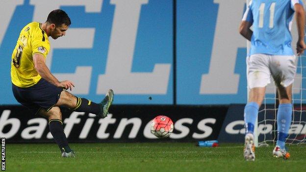 Pat Hoban scores a penalty against Braintree