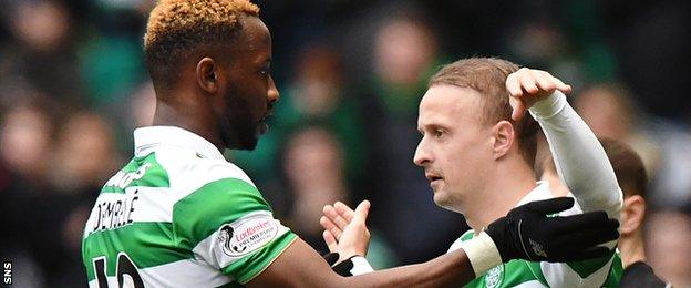 Celtic's Moussa Dembele is replaced with Leigh Griffiths