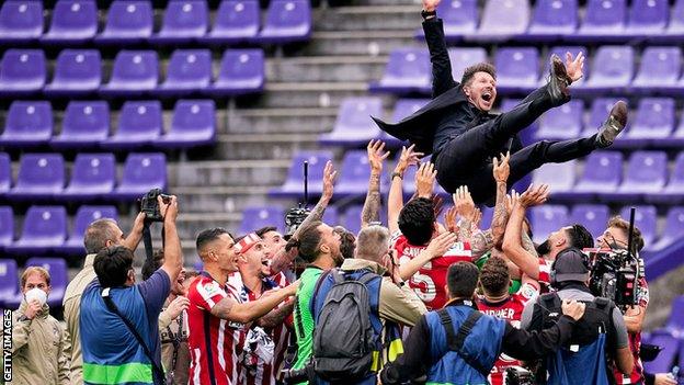 Diego Simeone celebrating with Atletico Madrid