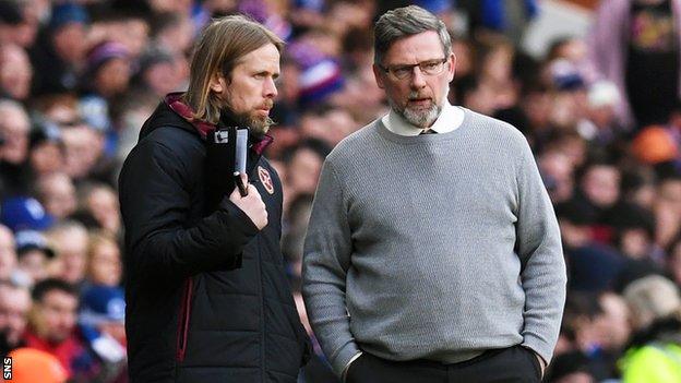 Hearts assistant manager Austin MacPhee and manager Craig Levein