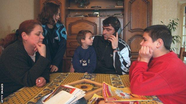 Fadil Vokrri and family in Montlucon during the Kosovo war