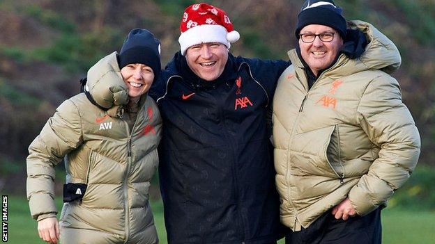 Liverpool coaches Amber Whiteley, Paul McHugh and Matt Beard