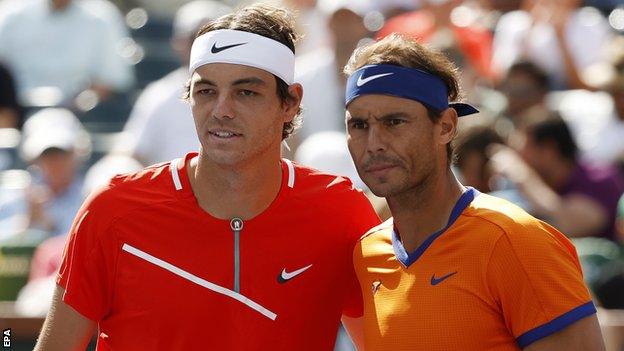 Taylor Fritz (left) and Rafael Nadal