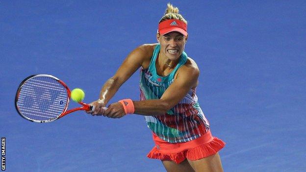 Angelique Kerber plays a backhand