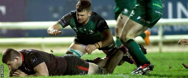 Nick Timoney scored Ulster's second try in Galway