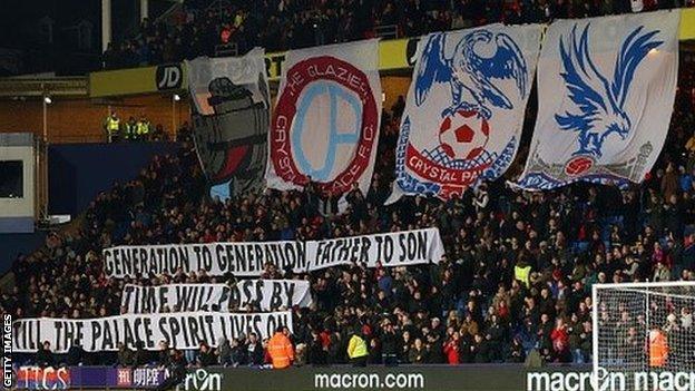 Fans at Crystal Palace's Selhurst Park ground