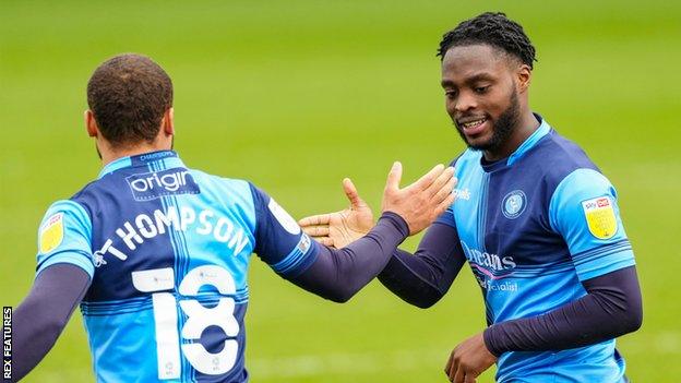 Fred Onyadinma (right) has now scored four goals for Wycombe Wanderers so far this season