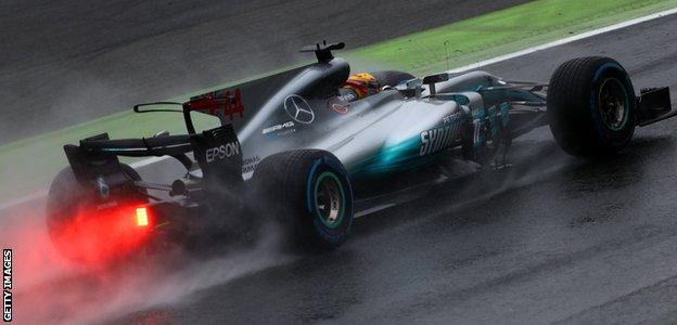 Mercedes F1 driver Lewis Hamilton in action at the Italian Grand Prix