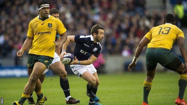 Greig Laidlaw playing for Scotland against Australia