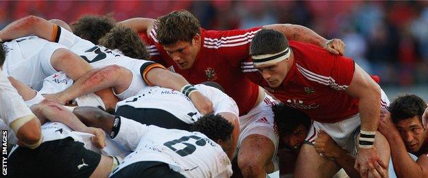 Ross Ford (centre) in action for the Lions