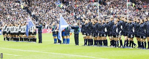 Scotland and New Zealand line up at Murrayfield in 2007