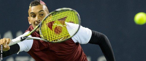 Nick Kyrgios in action in Montreal