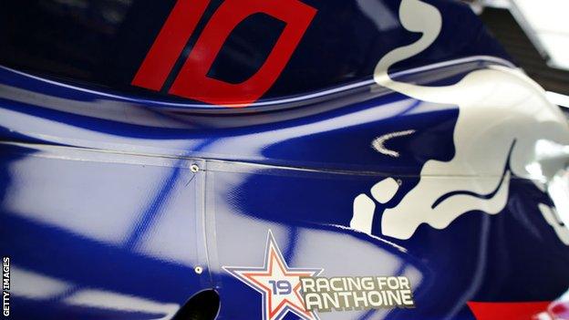 Anthoine Hubert tribute on Pierre Gasly's car