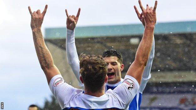 Kilmarnock's Eamonn Brophy and Jordan Jones celebrate