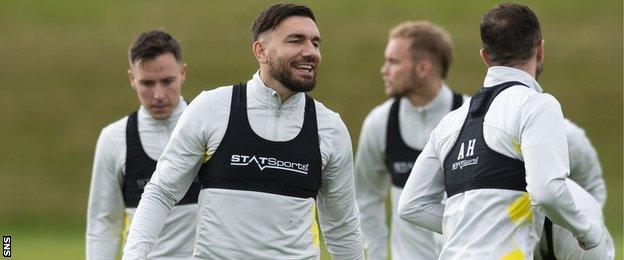 Hearts winger Robert Snodgrass during training