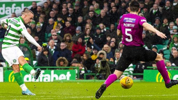 Leigh Griffiths scores Celtic's fourth goal in the 5-0 win over St Mirren