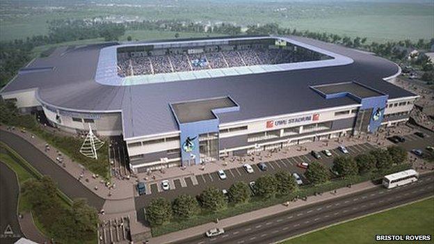 Bristol Rovers proposed new stadium from above