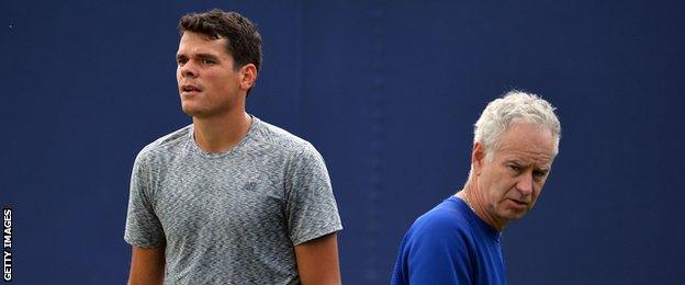 Milos Raonic and John McEnroe