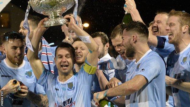 Ballymena's 2-0 victory over Carrick rangers saw them lift the League Cup for the first time in their history