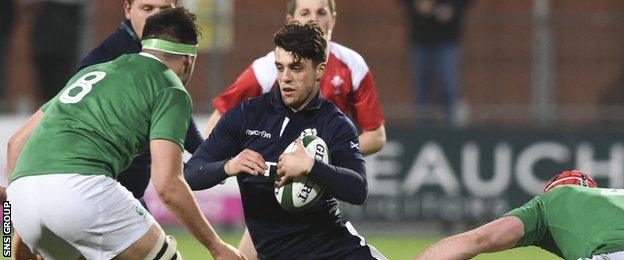 Adam Hastings in actin against Ireland Under-20s