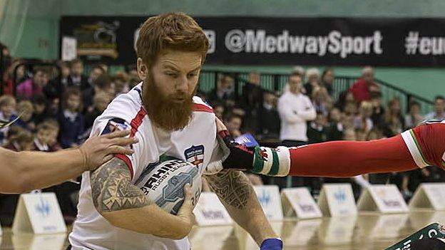 James Simpson in action for the England wheelchair rugby league team