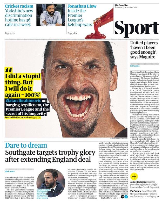 The back page of the Guardian