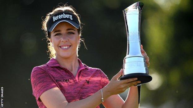 Georgia Hall with the British Open trophy in 2018