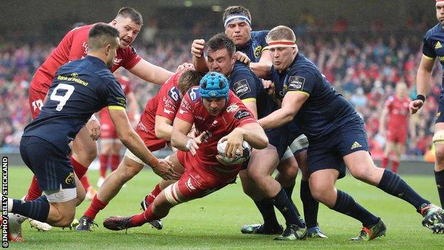 Beirne scored the Scarlets fourth try during their Pro12 final win over Munster