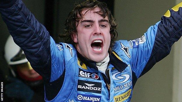 Fernando Alonso wins the F1 championship in 2005