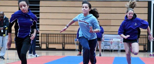 Some people taking part in the Special Olympics event at the Copper Box